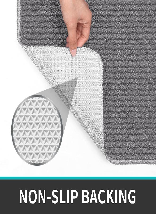 DEXI Door Mat Entryway Doormat Front Entrance Non-Slip Low Profile Washable for Inside Entry 19.5"x31.5",Grey