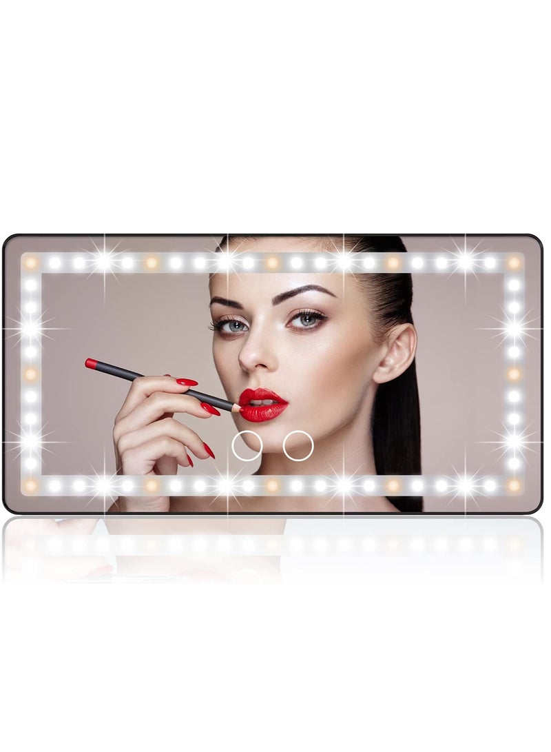 أونليماي فقط مرآة تجميلية مزودة بحاجب شمس للسيارة، مع 3 أوضاع إضاءة و60 مصباح LED - مرآة تجميلية قابلة لإعادة الشحن وقابلة للتعتيم ومشبك للرؤية الخلفية، عالمية للسيارات الرياضية متعددة الاستخدامات (أسود) - Image 1