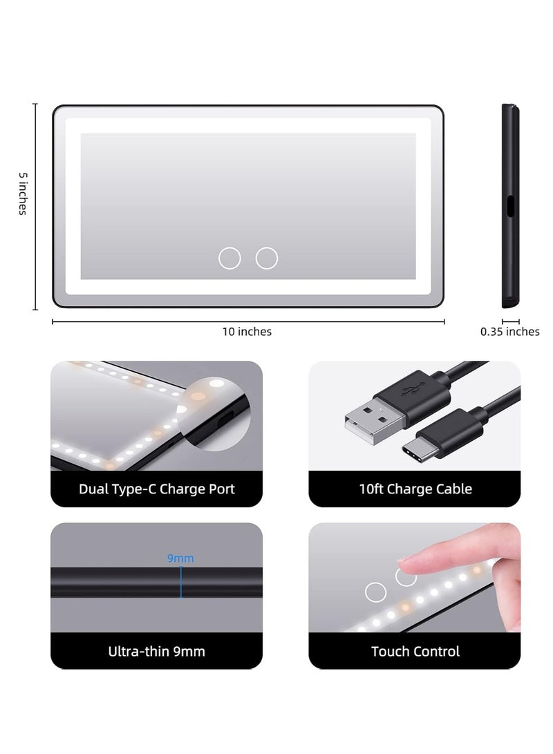 أونليماي فقط مرآة تجميلية مزودة بحاجب شمس للسيارة، مع 3 أوضاع إضاءة و60 مصباح LED - مرآة تجميلية قابلة لإعادة الشحن وقابلة للتعتيم ومشبك للرؤية الخلفية، عالمية للسيارات الرياضية متعددة الاستخدامات (أسود) - Image 3