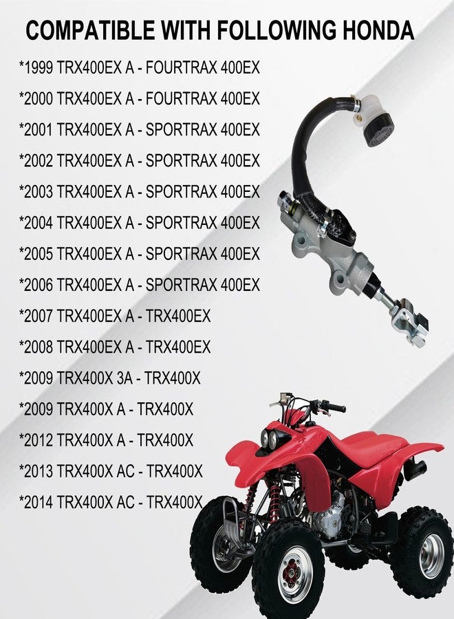 Vanlison Rear Brake Master Cylinder Compatible with Honda TRX400EX 1999-2008 TRX400X 2009-2014 Fourtrax Sportrax Part # 43510-HN1-016 - Image 2