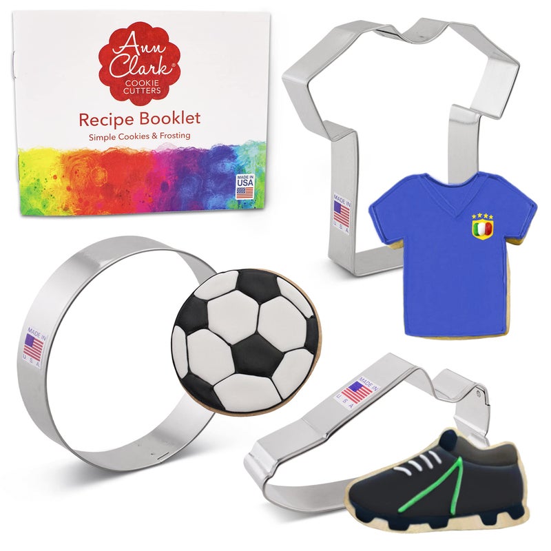 Ann Clark Cookie Cut Soccer Cookie Cutters 3-Pc. Set Made in USA by Ann Clark  Soccer Ball  Cleat  Jersey  - Image 1