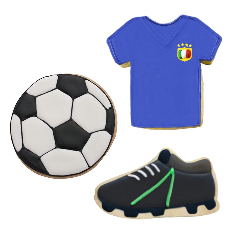 Ann Clark Cookie Cut Soccer Cookie Cutters 3-Pc. Set Made in USA by Ann Clark  Soccer Ball  Cleat  Jersey  - Image 2