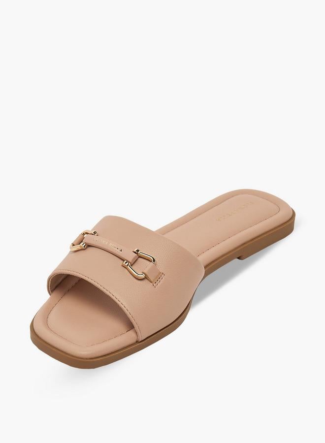 Flora Bella By Shoexpress Women Metallic Accent Slide Sandals - Image 4