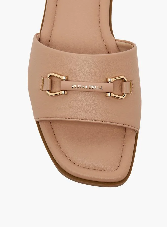 Flora Bella By Shoexpress BLUSH Women Metallic Accent Slide Sandals for Women | Best Price UAE