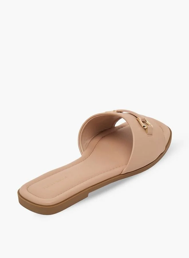 Flora Bella By Shoexpress BLUSH Women Metallic Accent Slide Sandals for Women | Best Price UAE
