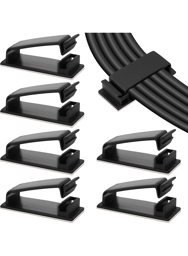 promass Cable Management Clips, Large Cord Clips for Under Desk Wire Management, Adhesive Organizer Multiple Cord (Computer/PC, Network, TV, Ethernet) Black 20 PCS