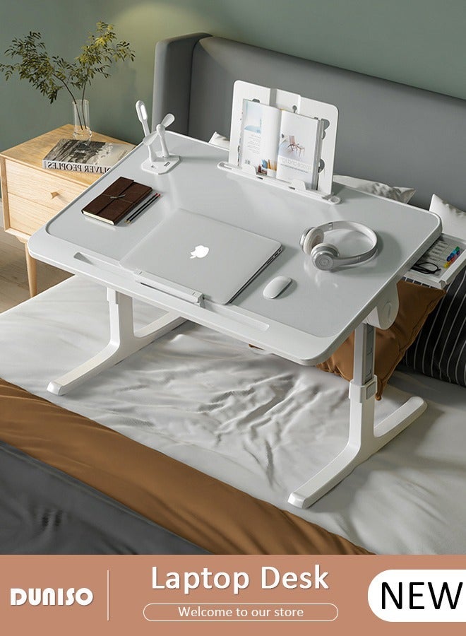 DUNISO Laptop Desk for Bed, Height Adjustable Laptop Stand for Couch, Extra Large Foldable Lap Desk with Drawer, for Home Working, Writing, Reading - Image 1