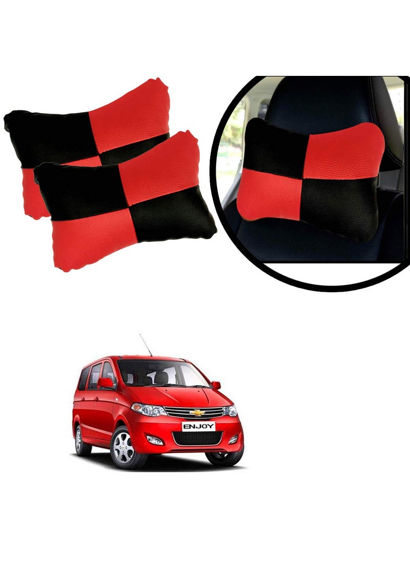 Adroitz Adroitz Red Universal Neck Rest Pillow Faux Leather Material in Check Design for All Cars_820  - Image 1