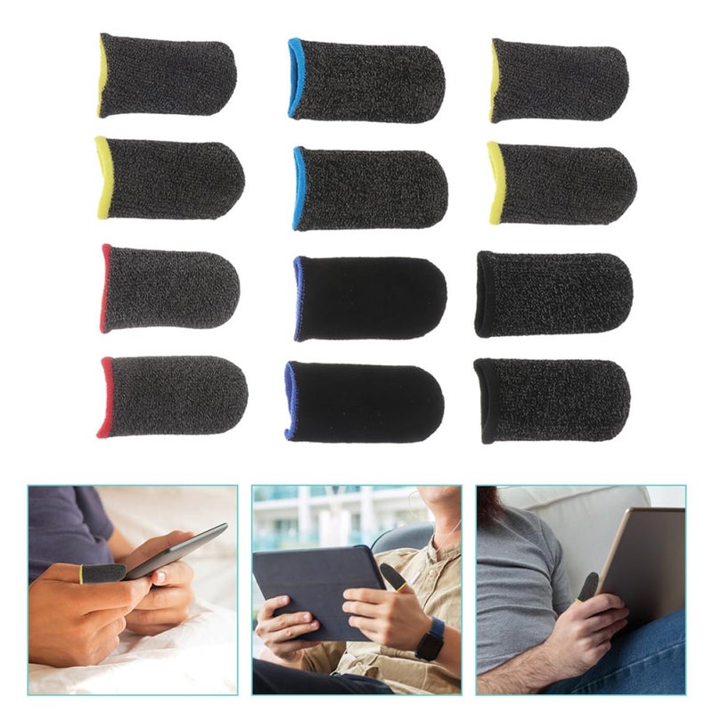6 Pairs Non Slip Gaming Finger Sleeves Breathable Thumb Protection Covers Black - Image 4