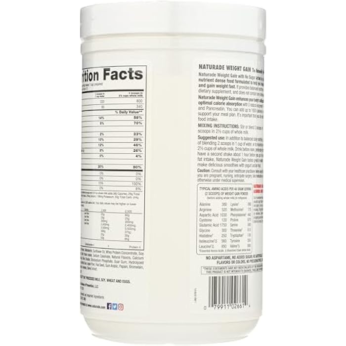 NATURADE Sugar Free Weight Gain Powder, 20.3 OZ - Image 2