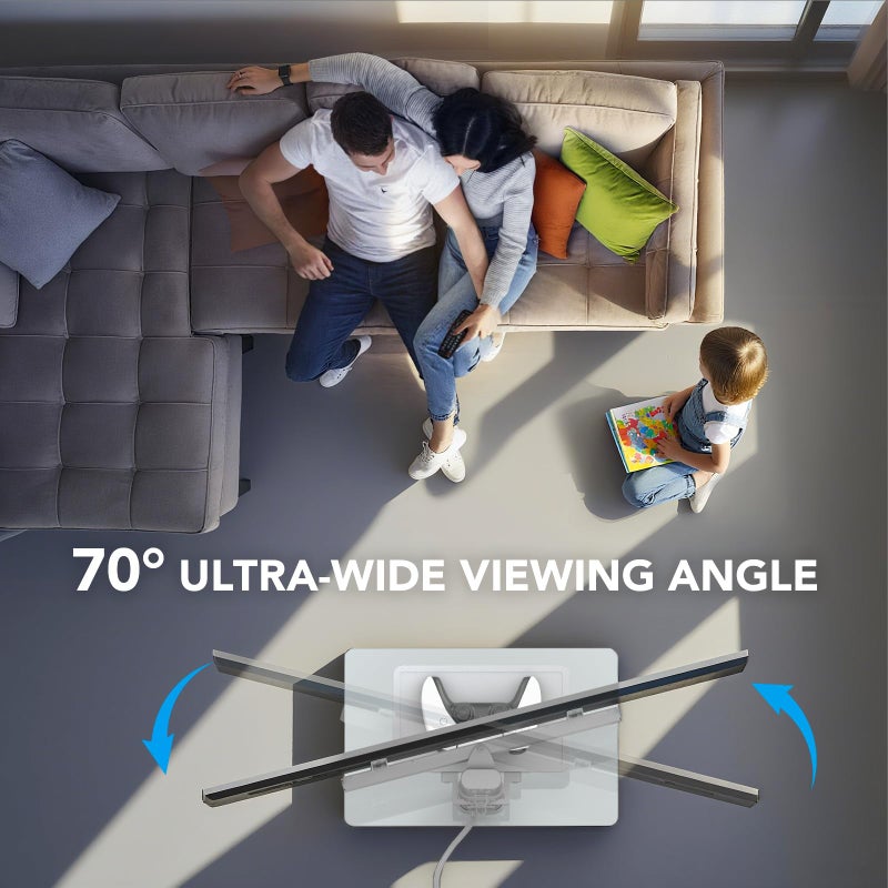 AX WABER Floor TV Stand with Power Outlet& Shelf, Universal TV Stand Mount for 27-65 inch TV up to 88lbs, 70 Degree Swivel 9 Level Height Adjustable with Tempered Glass Base for Bedroom, Office White - Image 4