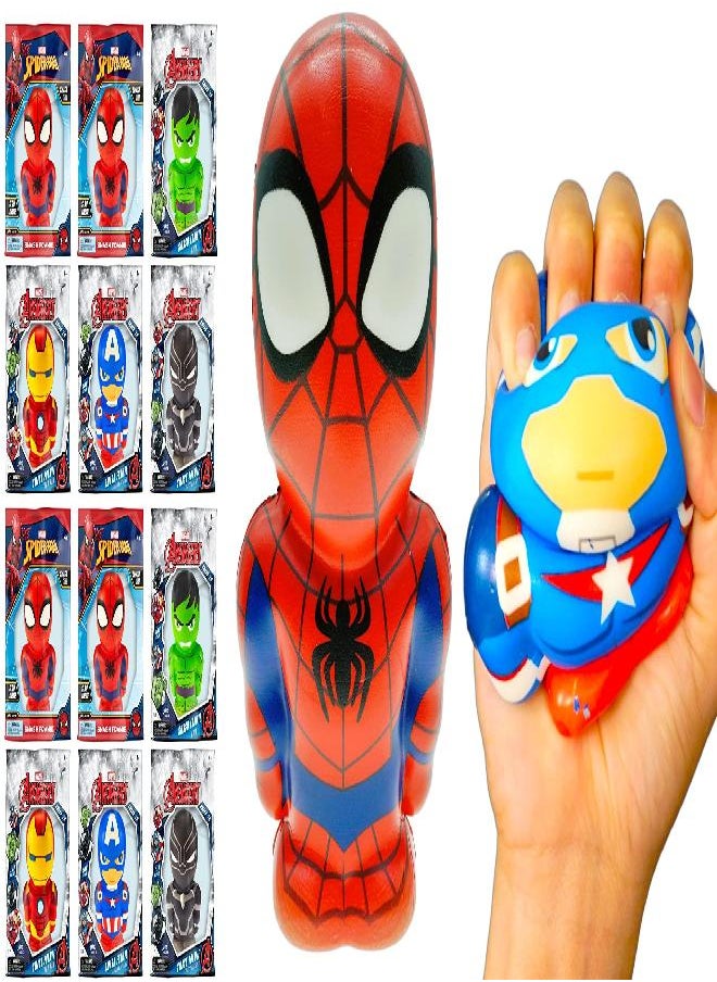 Ja-Ru - JA-RU Marvel Avengers & Spiderman Foam Action Figure Toys (6 Superhero Toys Assorted) Super Squishy Action Hero Figurines for Kids, Boys Toys. Captain America, Iron Man, Hulk, Black Panther. 6821-6s - Image 1