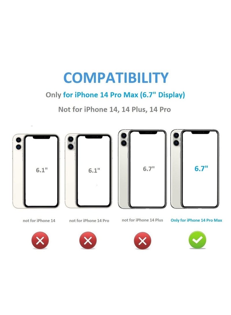 كاست ويف حافظة محفظة لهاتف iPhone 14 Pro Max مع حامل بطاقات، حماية للكاميرا بفتحة دقيقة، حماية من السقوط، حافظة هاتف محفظة بغطاء جلدي قلاب للرجال والنساء - Image 2