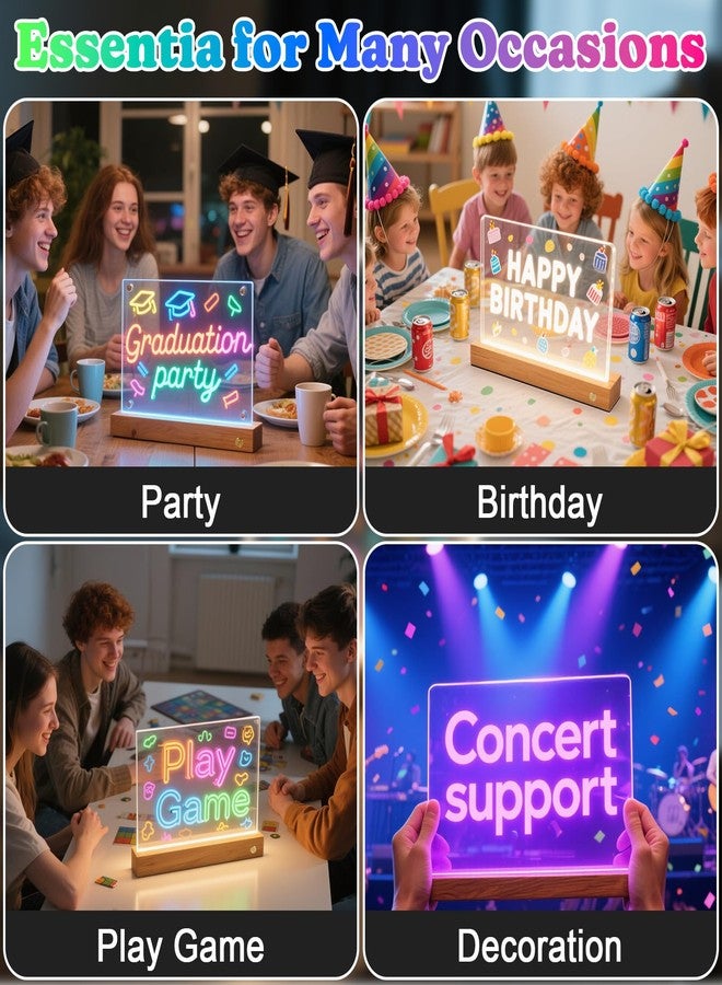 BUSOHA لوحة رسم مضيئة LED للأطفال - لوحة ملاحظات قابلة للفصل للأطفال مع جهاز تحكم عن بعد، لوحة أكريليك سميكة، لوحة رسم قابلة للمسح الجاف، جهاز لوحي للرسم، 12 قلم ماركر هدية عصرية للفتيات - Image 5