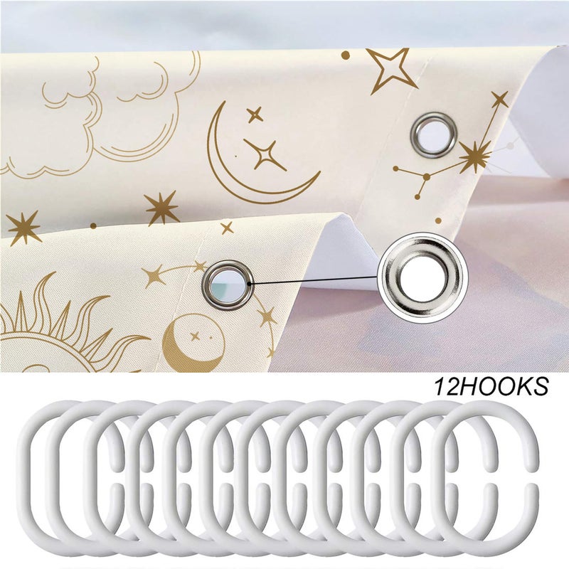 MIYOTAA MOON PERST SELESTIAL SARTAIN SET 60WX71H Inves Mysterious Constellation Amstollation Beige Tarot Witchy Polyester Bathrate Stain مع 12 Hooks - Image 4