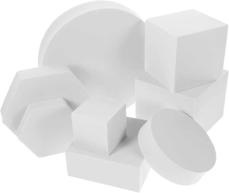 ARTIBETTER 8pcs White Geometry Cube Props Photography Makeup Jewelry - Image 1