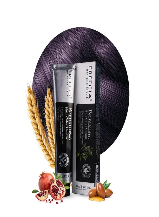 Freecia Permanent Hair Color Cream 3.66 -Extra Dark Violet Brown, Professional Hair Dye, Long Lasting Damage-Free Hair Color with Argan Oil, Revives Dull Color, Smooth & Shiny Salon Finish, For All Hair Types - 100ml - Image 1