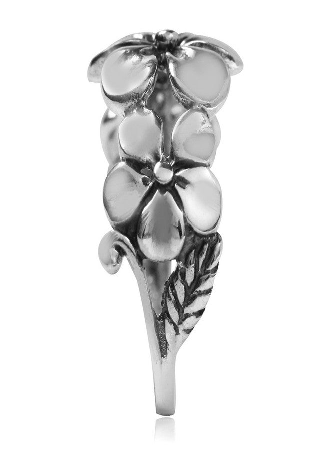 Silvershake 11mm Antique Finish 925 Sterling Silver 3 Plumeria Flowers Ring Size 9 - Image 3