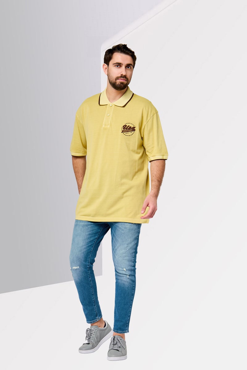 GANT Men Regular Fit Embroidered Logo Short Sleeve Polo Shirt, Light Yellow - Image 4