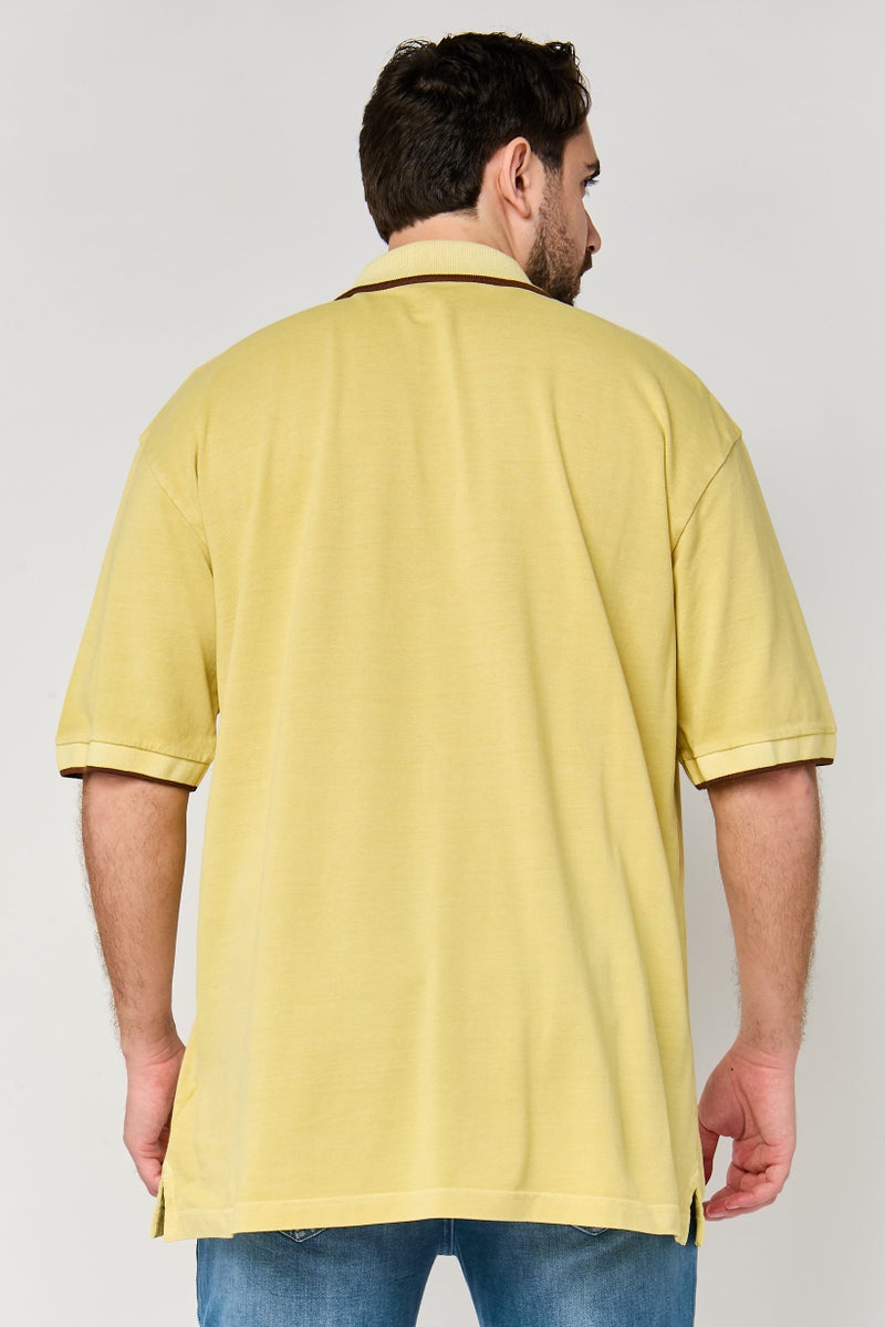GANT Men Regular Fit Embroidered Logo Short Sleeve Polo Shirt, Light Yellow - Image 3