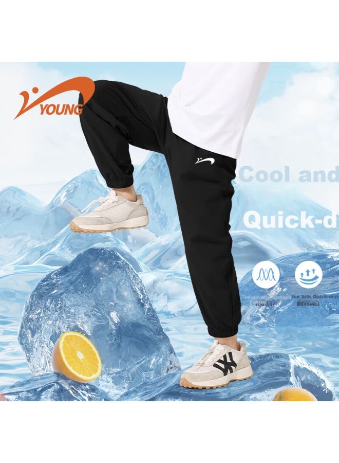 Noble bird Guess Kids Boys' Quick Dry Pants New Summer Ice Silk Long Pants Boys' Sports Thin Pants - Image 2