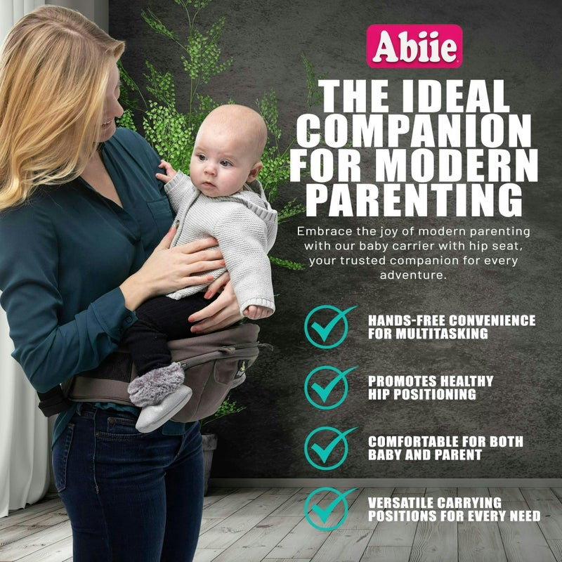 Abiie HUGGS 3-in-1 Baby Carrier with Hip Seat - Front Facing, Hip Hugger, Back Baby Carrier - Healthy Sitting (M) Position, 3 Mos.-Toddler - Buckle Type Closure - Approved by US Safety Standards - Image 3