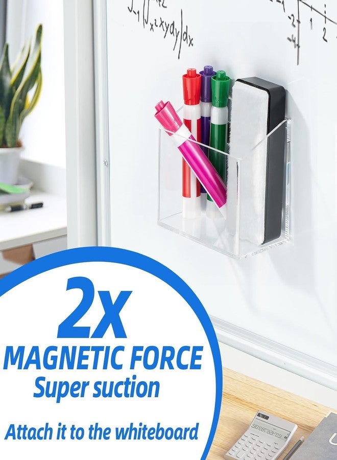Simetufy Magnetic Pen Holder, Magnetic Dry Erase Marker Holder, magnetic pen holder for refrigerator, whiteboard , Pens, Pencils, Non-slip Acrylic Magnetic Marker Holder- Transparent, 1 Pack - Image 2