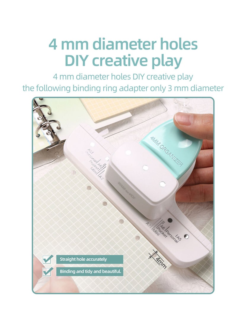 Kw-trio - Loose Leaf Hole Punch Daily Planner Adjustable 3 Hole Paper Puncher for A8 Mini / A7 / A7 Pocket / A6 / A6 Personal / A5 Size 8 Sheet Capacity Notebooks Scrapbooking Supplies - Image 1