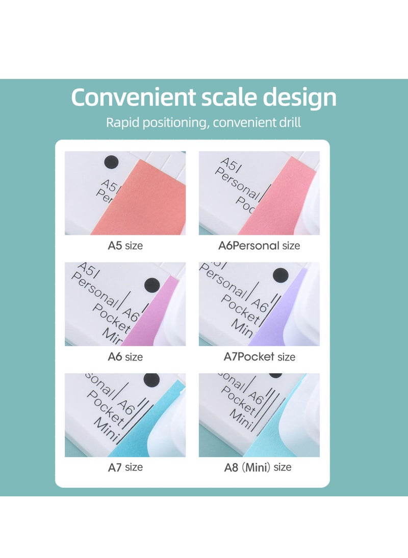 Kw-trio - Loose Leaf Hole Punch Daily Planner Adjustable 3 Hole Paper Puncher for A8 Mini / A7 / A7 Pocket / A6 / A6 Personal / A5 Size 8 Sheet Capacity Notebooks Scrapbooking Supplies - Image 1