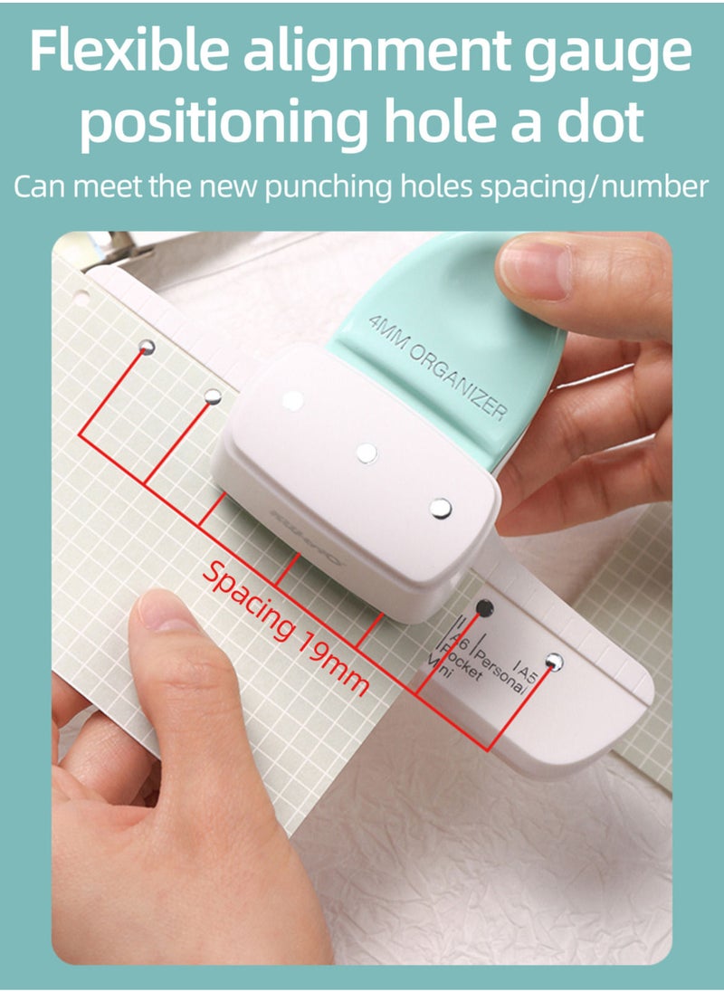Kw-trio - Loose Leaf Hole Punch Daily Planner Adjustable 3 Hole Paper Puncher for A8 Mini / A7 / A7 Pocket / A6 / A6 Personal / A5 Size 8 Sheet Capacity Notebooks Scrapbooking Supplies - Image 1