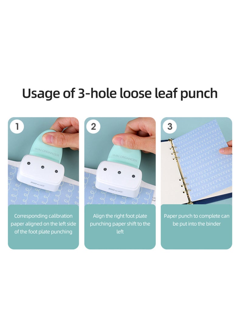 Kw-trio - Loose Leaf Hole Punch Daily Planner Adjustable 3 Hole Paper Puncher for A8 Mini / A7 / A7 Pocket / A6 / A6 Personal / A5 Size 8 Sheet Capacity Notebooks Scrapbooking Supplies - Image 1