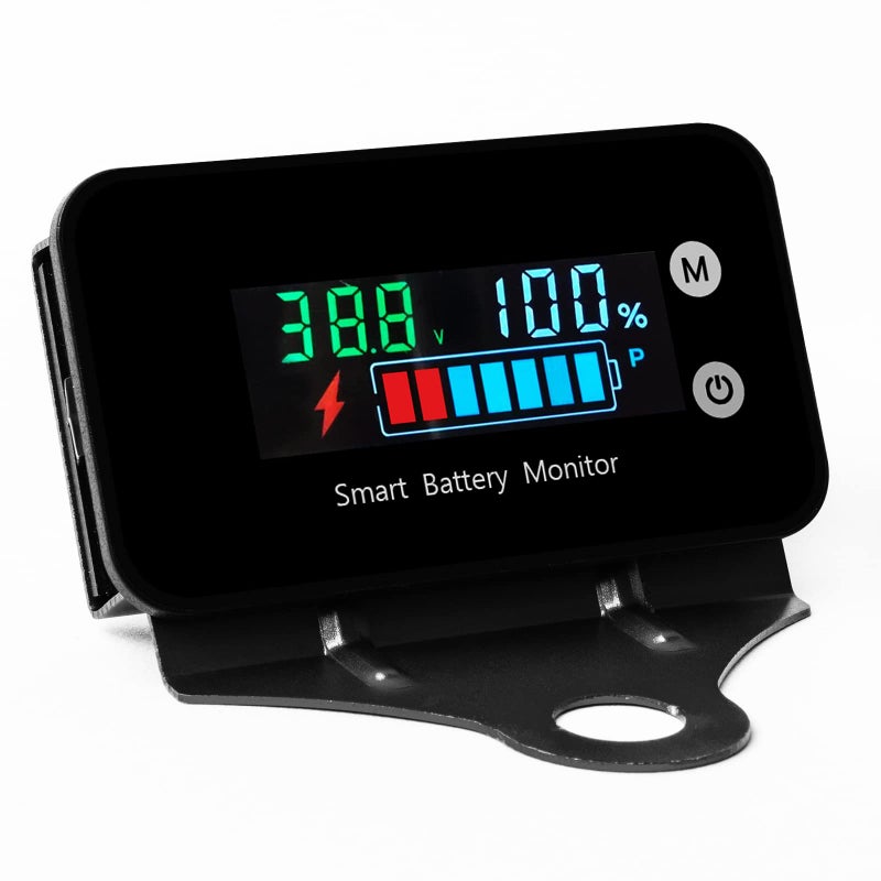 IPX7 Waterproof Battery Monitor with Bracket 7100V12v 24v 36v 48v 60v 72v Digital Display Battery Capacity Remaining Capacity Percentage Tester with Buzzer Alarm and Temperature