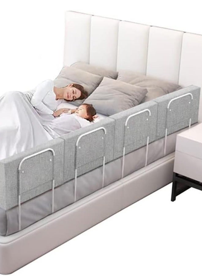 JCB CHIC Bed rails for toddler, bed rail guard for kids,upgrade reinforced safety soft fence protector,height adjustable bed guard rail,bed safety barrier protection,Punch free (50x28cm, Grey-4pcs) - Image 1