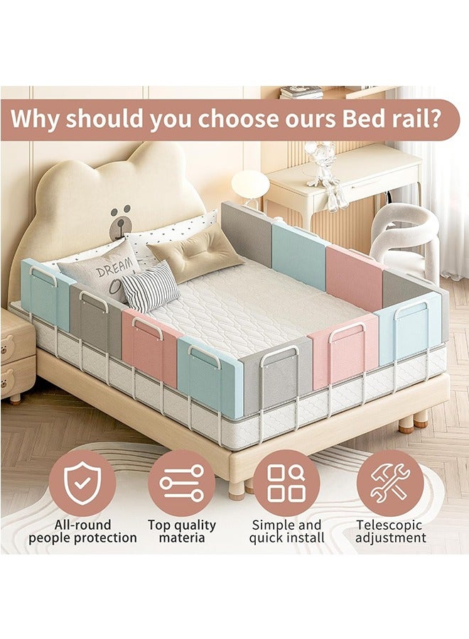 JCB CHIC Bed rails for toddler, bed rail guard for kids,upgrade reinforced safety soft fence protector,height adjustable bed guard rail,bed safety barrier protection,Punch free (50x28cm, Grey-4pcs) - Image 5