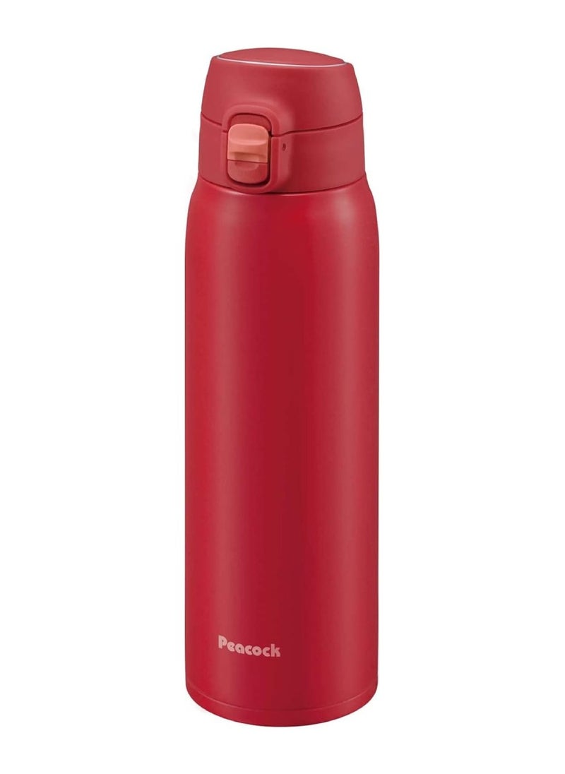Peacock - SUS-316 Stainless Steel Water Bottle Double Wall Vacuum Insulated Water Bottle BPA Free Gym Bottle One Touch Press Leak Proof Water Bottle Multipurpose Use Keep Drinks Hot And Cold Red 700ML AKM70 - Image 1