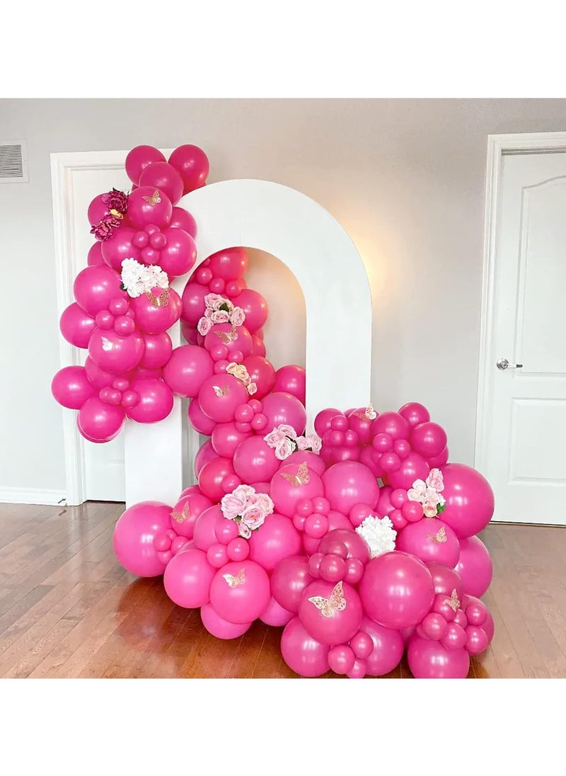 Generic - 62Pcs Hot Pink Party Balloons Kit,12Inch Hot Pink Latex Balloons with Ribbon for Birthday Party Decoration,Baby Shower,Bridal Shower,Wedding - Image 1