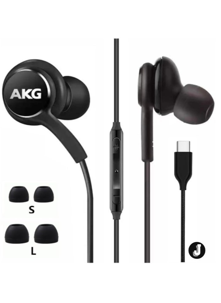 Gravity "NEW 2024 AKG Designed In-Ear Stereo Headphones for Samsung Galaxy S24/S23/S22/S21/S20, Note 10/10+ – Type-C Connector with Microphone & Volume Control (Black)" - Image 1