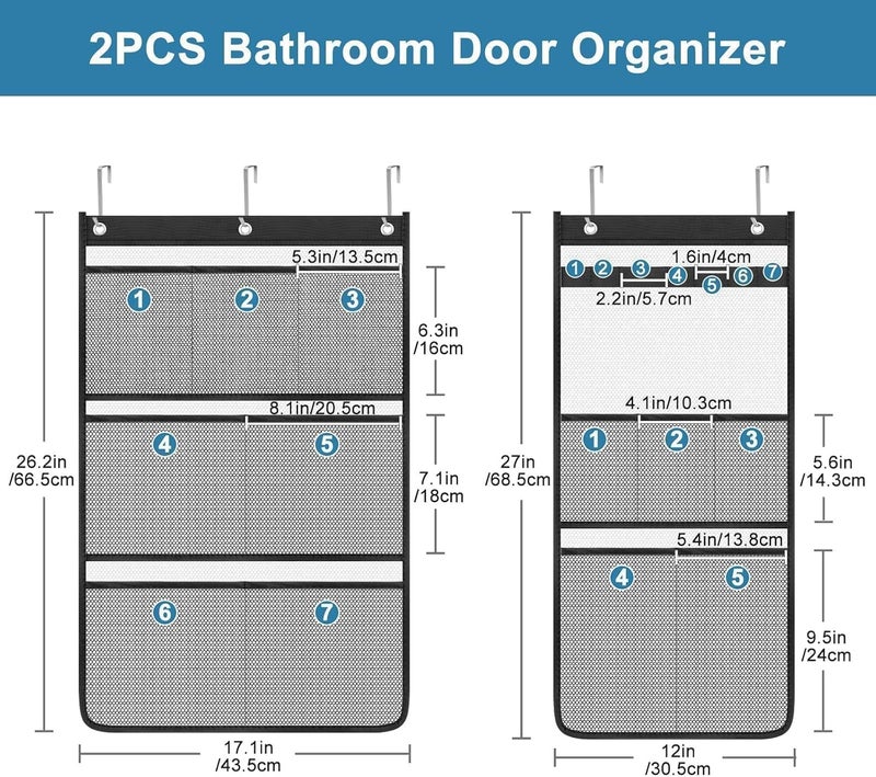 EEEKit Over The Door Storage Organiser, 2PCS Hanging Shower Organizer with Quick Drying Mesh Pockets, Bathroom Shower Bag to Hold Shampoo, Soap, Loofah, and Cruise Ship Essentials - Image 2