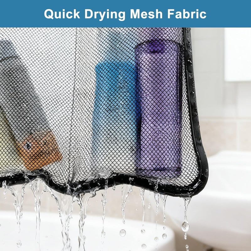 EEEKit Over The Door Storage Organiser, 2PCS Hanging Shower Organizer with Quick Drying Mesh Pockets, Bathroom Shower Bag to Hold Shampoo, Soap, Loofah, and Cruise Ship Essentials - Image 4