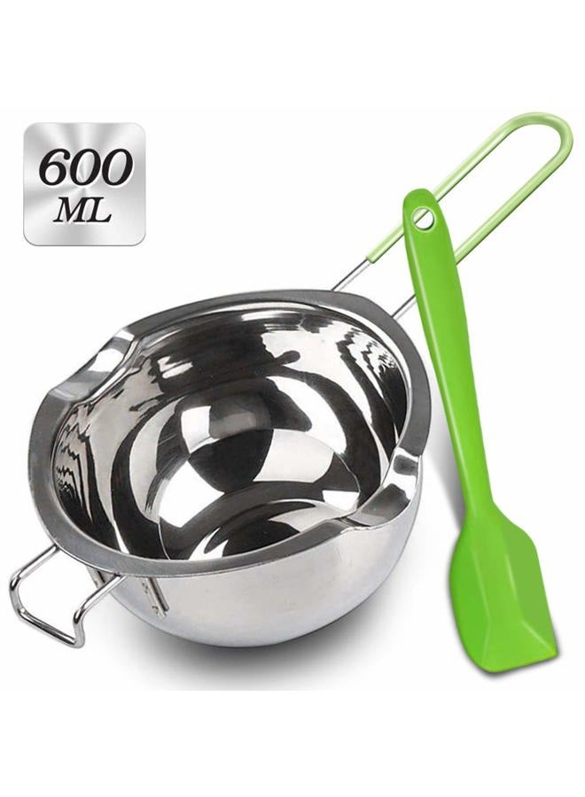 Sysmie Stainless Steel Double Boiler with Silicone Spatula, Chocloate Metls Pot with Heat Resistant Handle for Melting Chocolate, Candy, Candle, Soap and Wax… - Image 1
