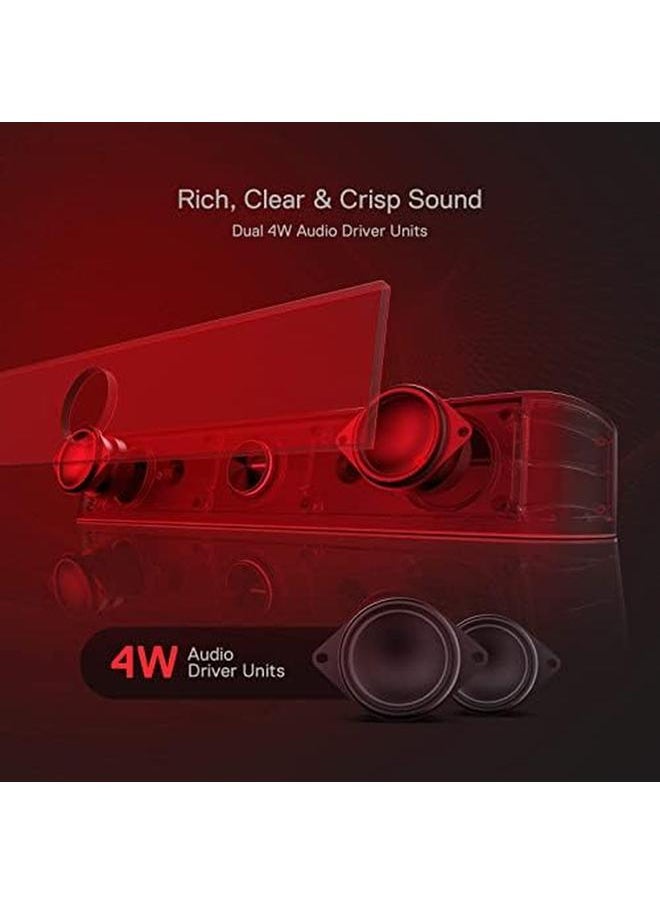 REDRAGON - Gs560 Adiemus Rgb Desktop Soundbar 2.0 Channel Computer Speaker With Dynamic Lighting Bar Audio Light Sync Display Touch Control Backlit With Volume Knob Usb Powered W 3.5Mm Cable - Image 1