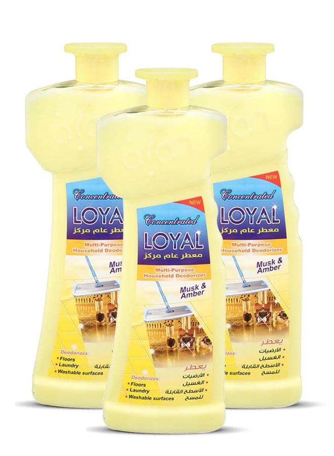 لويال جل مركز مزيل للروائح المنزلية متعدد الاستخدامات، برائحة المسك والعنبر، 3 × 700 مل - Image 1