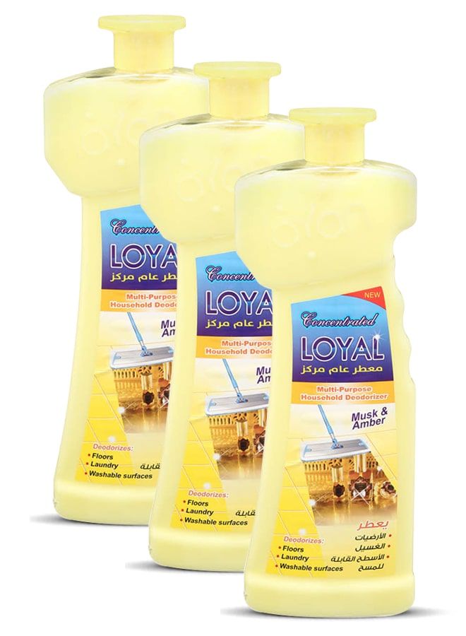 لويال جل مركز مزيل للروائح المنزلية متعدد الاستخدامات، برائحة المسك والعنبر، 3 × 700 مل - Image 2