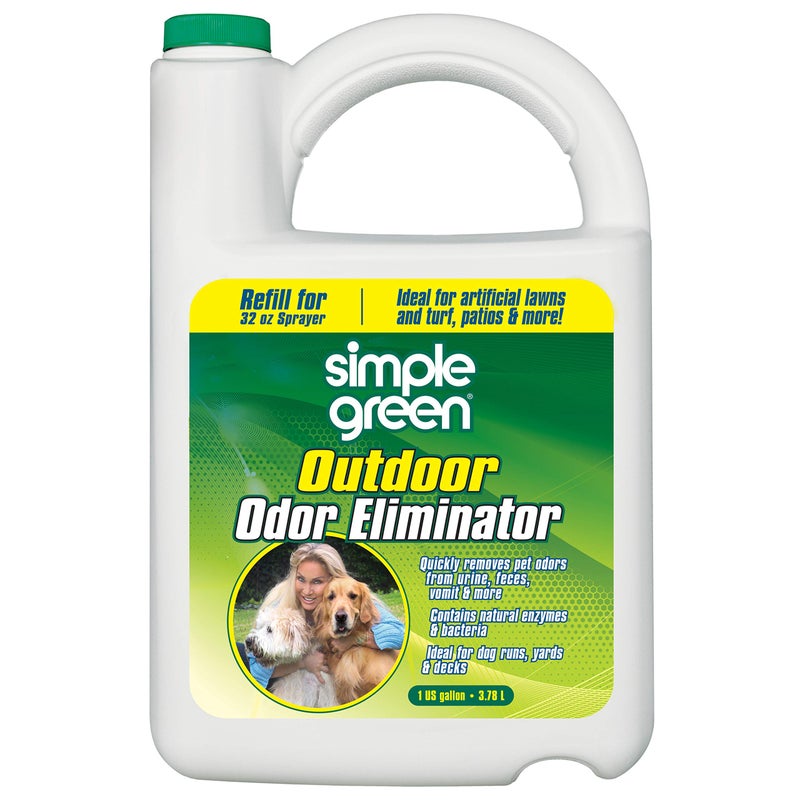 simple green مزيل الروائح الخارجي البسيط الأخضر للحيوانات الأليفة، الكلاب، 1 جالون إعادة تعبئة - مثالي للعشب الصناعي والفناء، أبيض حليبي - Image 1