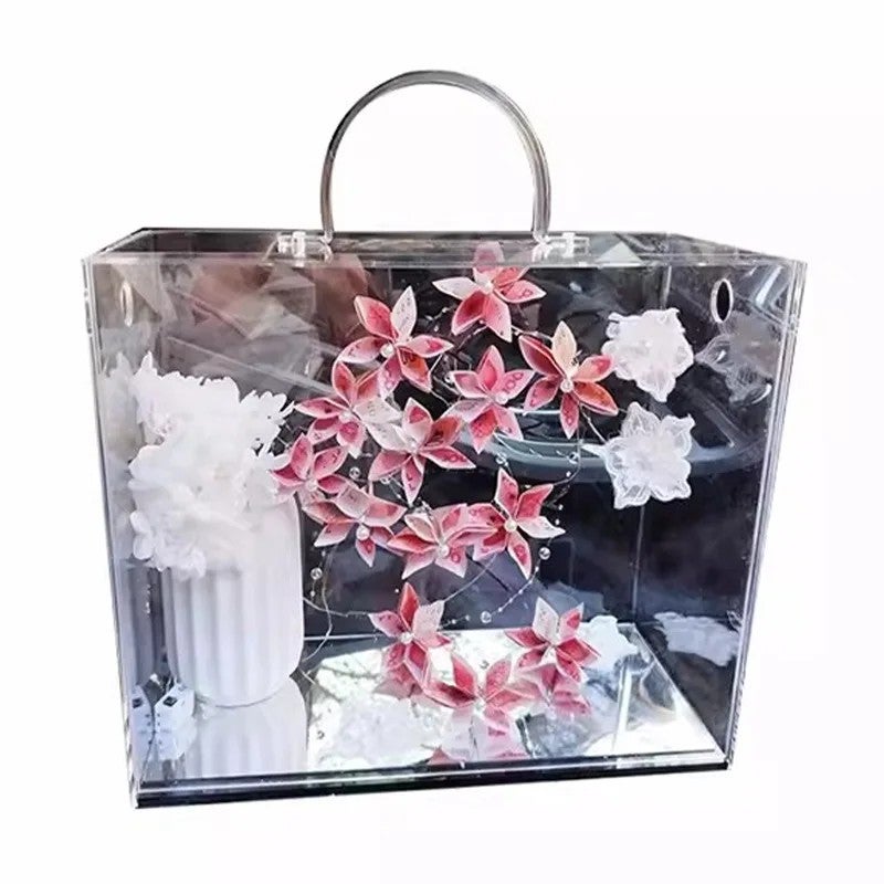 Bluejw Real Natural Preserved Flower Gift Box – Large Acrylic Eternal Roses Bouquet with Dried Plants, Personalized Home Decor, Long-Lasting Floral Arrangement (NP9171) - Image 4