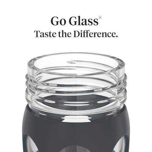 Lifefactory 22-Ounce Active Flip Cap Glass Water Bottle, 22oz, Carbon - Image 3