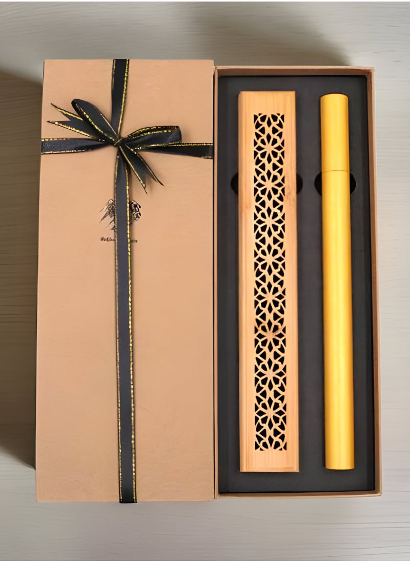 Bakhoor BoSidin Bakhoor Incense Gift Box 20 pieces Cambodian Oud Sticks Long with Wooden Incense Burner Premium Agarwood Fragrance  - Image 1