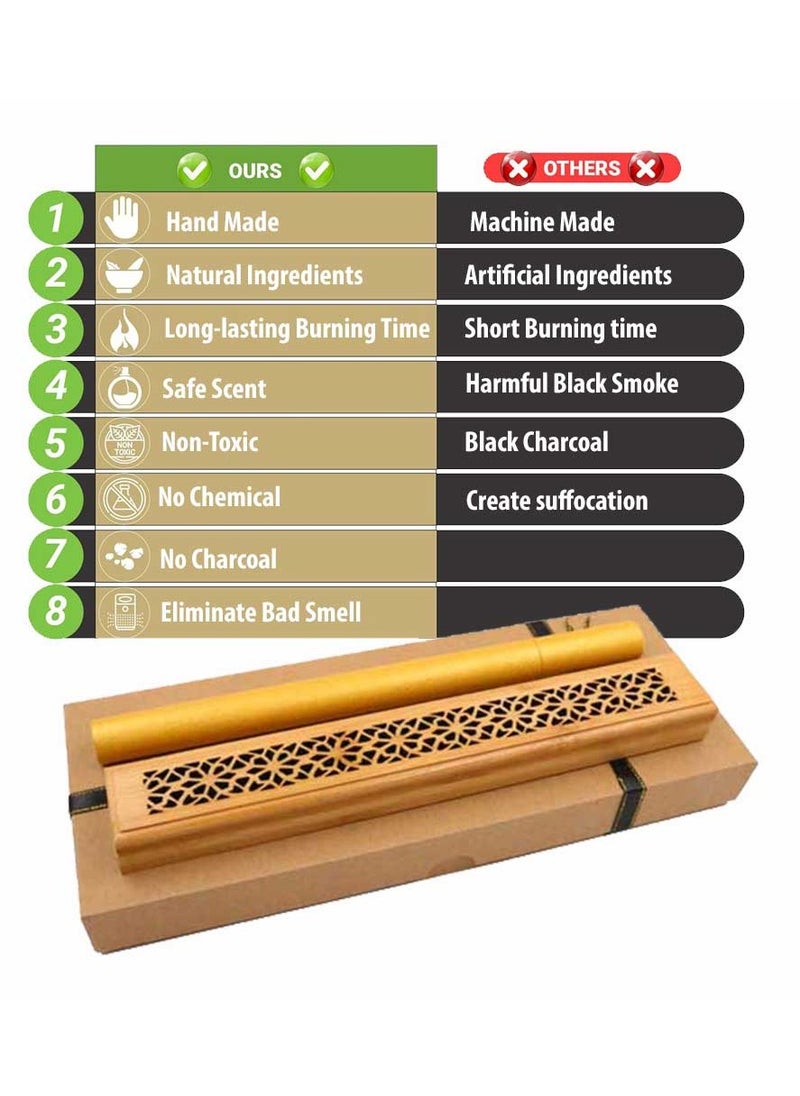 Bakhoor BoSidin Bakhoor Incense Gift Box 20 pieces Cambodian Oud Sticks Long with Wooden Incense Burner Premium Agarwood Fragrance  - Image 4