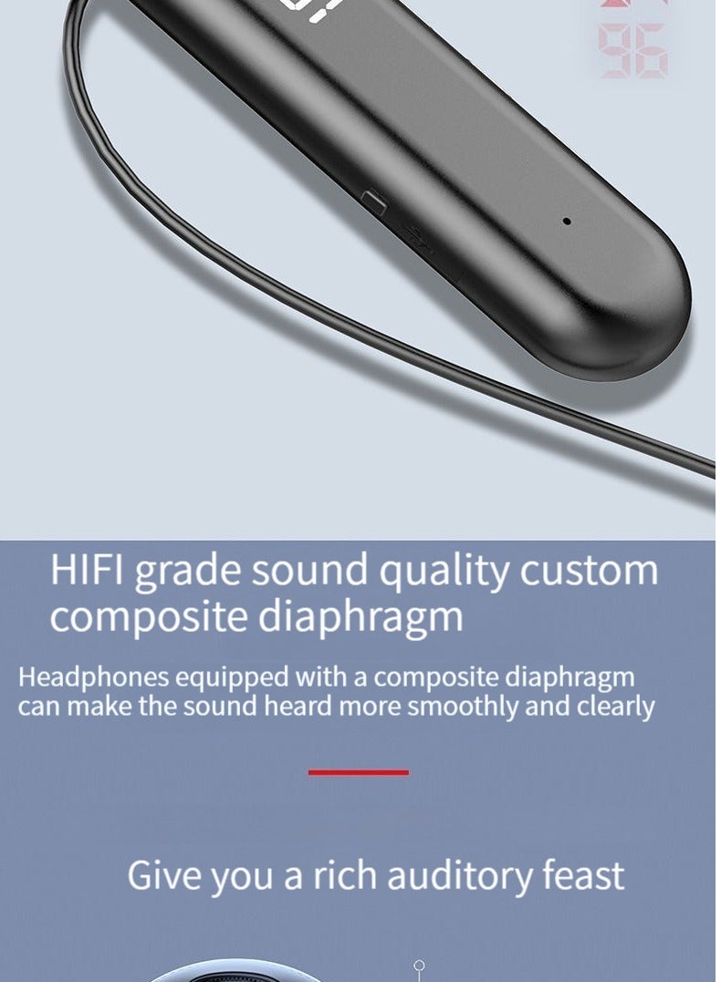 Neck-mounted Bluetooth headset in-ear digital display sports running ultra-long battery life wireless Bluetooth headset pink - Image 3