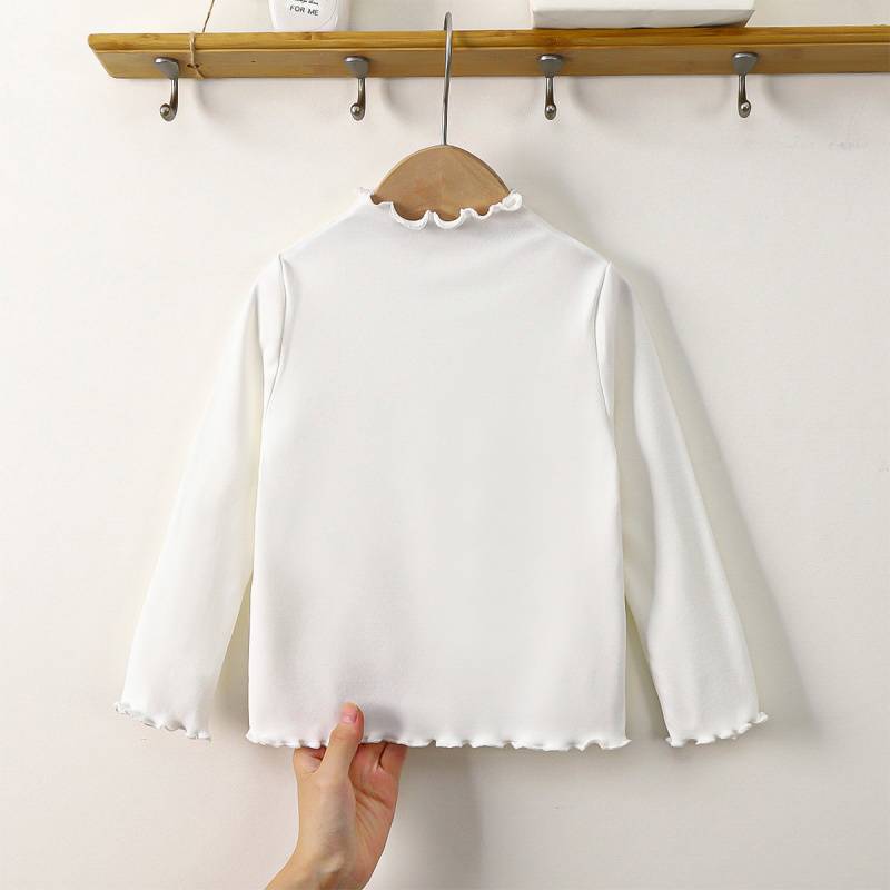 Baby High-Neck Solid Color Versatile Stylish T-Shirt Children'S New Top For Girls, Outerwear With Long Sleeves And Ear-Hugging Design - Image 2